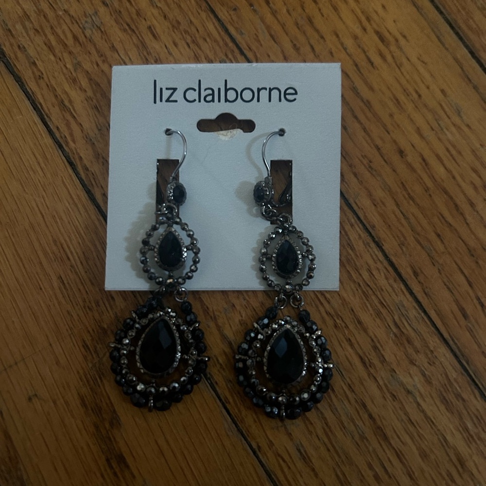 Liz Claiborne Black Dangle Earrings